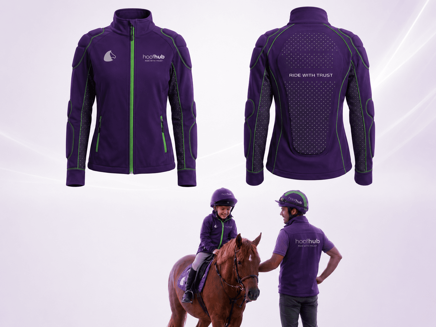 HoofHub guide and rider gear — jackets, helmets and on-the-ground brand presence